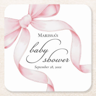 Dessous-de-verre Carré En Papier Baby shower de boule rose