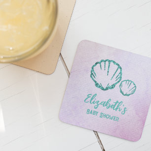 Dessous-de-verre Carré En Papier Baby shower de coquillage