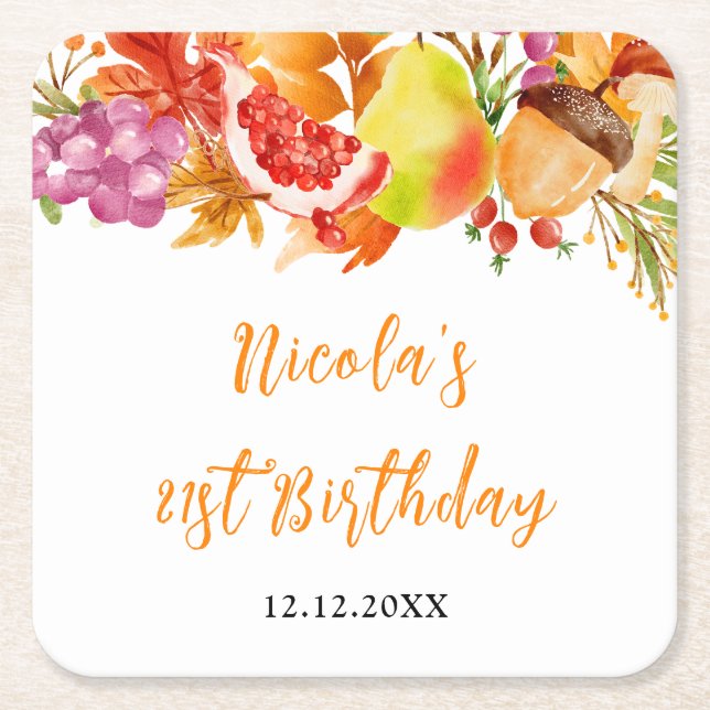 Dessous-de-verre Carré En Papier Baby Shower de récolte d'automne (Devant)