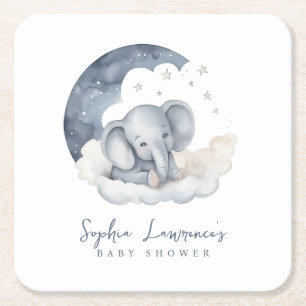 Dessous-de-verre Carré En Papier Baby shower Eléphant Bébé mignon