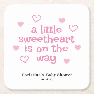 Dessous-de-verre Carré En Papier Baby Shower Fille Rose Mignonne