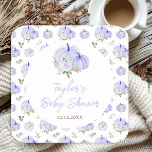 Dessous-de-verre Carré En Papier Baby Shower Fleur de Citrouille Violette