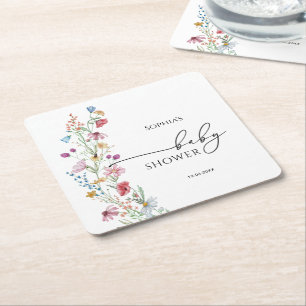 Dessous-de-verre Carré En Papier Baby shower fleur sauvage