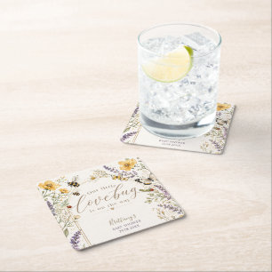 Dessous-de-verre Carré En Papier Baby Shower Fleur Sauvage Petit Insecte d'Amour