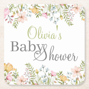 Dessous-de-verre Carré En Papier Baby shower floral Fleur sauvage coloré