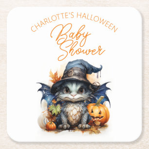 Dessous-de-verre Carré En Papier Baby shower Halloween dragon neutre pour les femme
