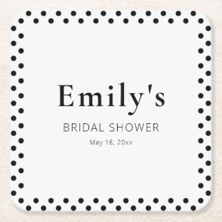 Dessous-de-verre Carré En Papier Baby Shower Mariage à pois noirs et blancs