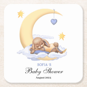 Dessous-de-verre Carré En Papier Baby shower papier dessous de verre un mignon lapi