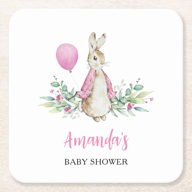 Dessous-de-verre Carré En Papier Baby shower Peter Rabbit (Devant)