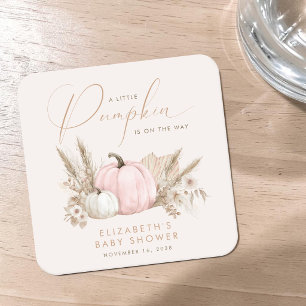 Dessous-de-verre Carré En Papier Baby Shower Petite Citrouille Bébé Fille