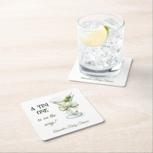 Dessous-de-verre Carré En Papier Baby Shower Rétro Minimaliste A Tini One Martini