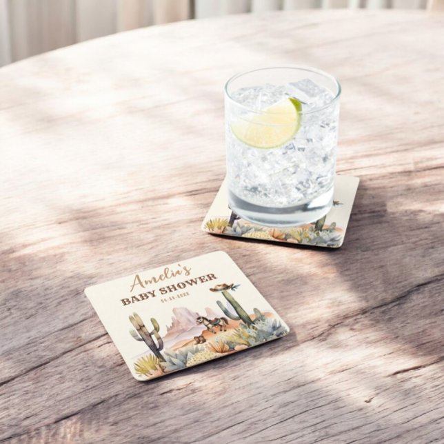 Dessous-de-verre Carré En Papier Baby shower Rustique Boho Wild West Boy (Créateur téléchargé)