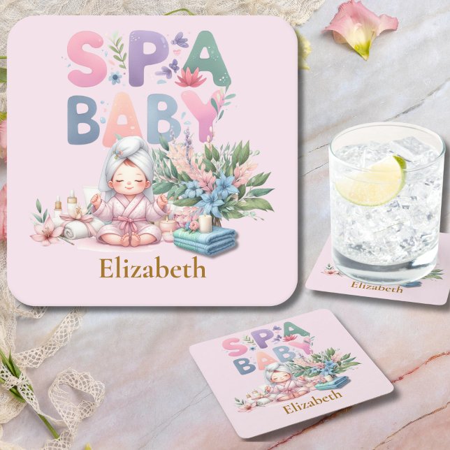 Dessous-de-verre Carré En Papier Baby shower spa (Créateur téléchargé)