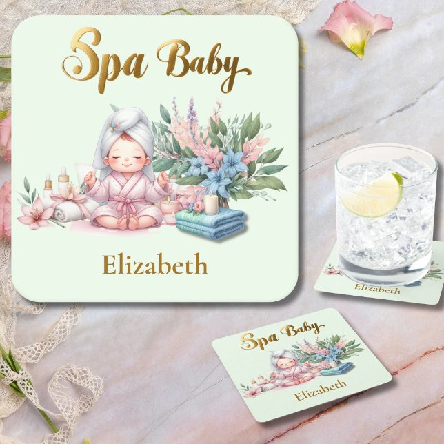Dessous-de-verre Carré En Papier Baby shower spa (Créateur téléchargé)