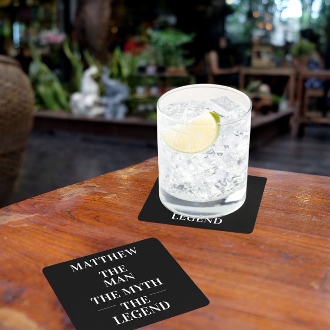 Dessous-de-verre Carré En Papier Bachelor légende du mythe noir blanc (Créateur téléchargé)