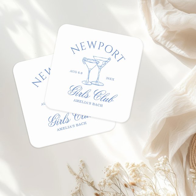 Dessous-de-verre Carré En Papier Bachelorette Côtière Weekend Girl's Club (Créateur téléchargé)