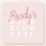 Dessous-de-verre Carré En Papier Bachelorette Party - Brody<br><div class="desc">L'article Brody Bachelorette Party comprend un design moderne avec de beaux pops roses et rouges.</div>