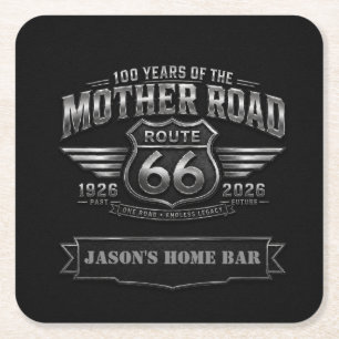 Dessous-de-verre Carré En Papier Badge Chrome Route 66 Centenaire Bar Maison Person