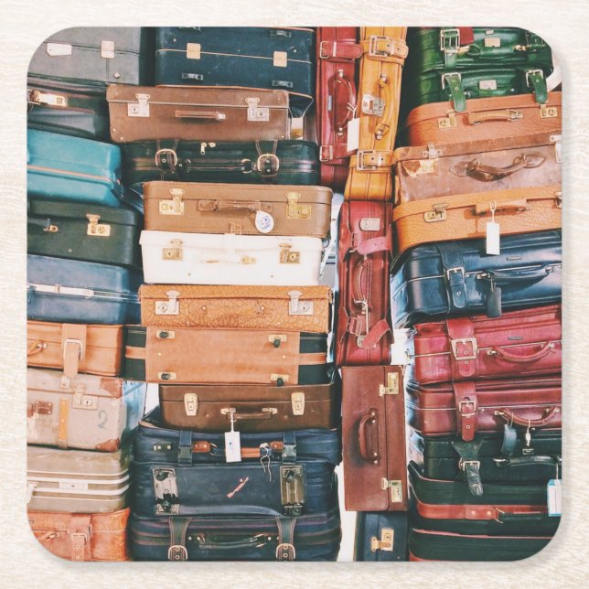 Dessous-de-verre Carré En Papier Bagages vintages (Devant)
