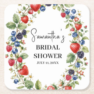 Dessous-de-verre Carré En Papier Baie en amour Baies Fraises Shower de mariage