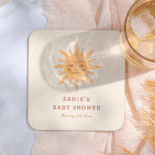 Dessous-de-verre Carré En Papier Bain de soleil vintage garçon Baby Shower