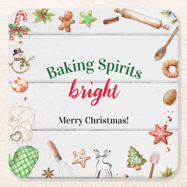 Dessous-de-verre Carré En Papier Baking Spirits Bright Christmas (Devant)
