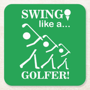 Dessous-de-verre Carré En Papier Balancez comme un golfeur Golf