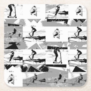 Dessous-de-verre Carré En Papier Balayons autour - Stunt Scooter Rider