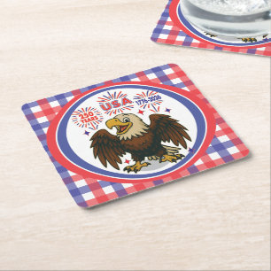 Dessous-de-verre Carré En Papier Bald Eagle avec Fireworks - USA 250 ans 1776-2026