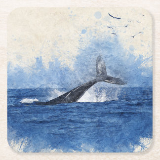 Dessous-de-verre Carré En Papier Baleines en Oiseaux de mer à distance Décor Cadeau