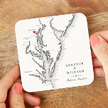 Dessous-de-verre Carré En Papier Baltimore Maryland Élégant Mariage noir blanc<br><div class="desc">Commémorez votre mariage Baltimore avec nos casseroles en papier de conservation, avec un charmant thème de carte de la baie de Chesapeake. Parfaits pour des lieux chéris tels que le Grand Baltimore, le Belvedere, le Walters Art Museum, le Baltimore Museum of Industry et le Engineer's Club, ces dessous de verre...</div>