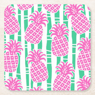 Dessous-de-verre Carré En Papier Bambou Tropical de l'Ananas