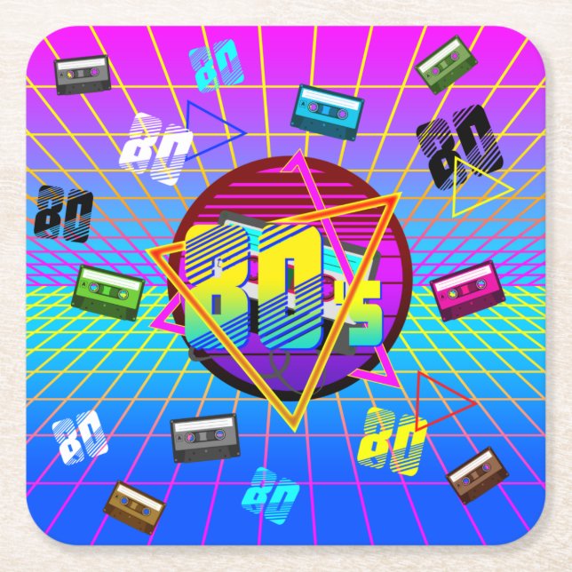 DESSOUS-DE-VERRE CARRÉ EN PAPIER BANDE DE CASSETTE DE LA VIEILLE ÉCOLE DES ANNÉES 8 (Devant)