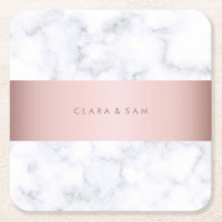 bande rose de faux d'or de marbre blanc élégant