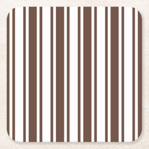 Dessous-de-verre Carré En Papier Bandes de bonbons brun et blanc chocolat