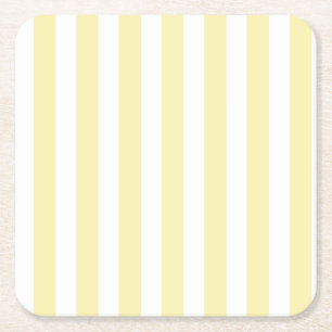 Dessous-de-verre Carré En Papier Bandes de bonbons jaunes et blancs