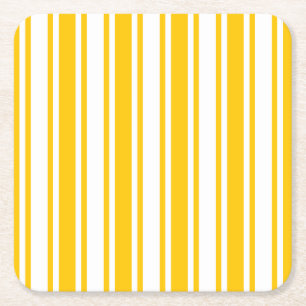 Dessous-de-verre Carré En Papier Bandes de bonbons jaunes et blancs