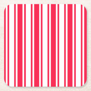 Dessous-de-verre Carré En Papier Bandes de bonbons rouges et blancs