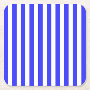Dessous-de-verre Carré En Papier Bandes de bonbons royales bleues et blanches