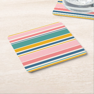Dessous-de-verre Carré En Papier Bandes de couleurs à thème de plage