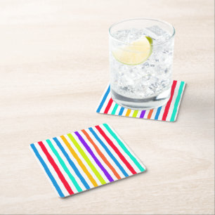 Dessous-de-verre Carré En Papier Bandes dessinées à la main dans des couleurs pop a