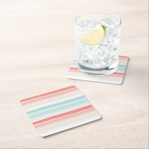 Dessous-de-verre Carré En Papier Bandes estivales en corail et turquoise