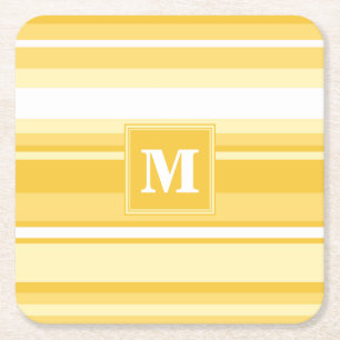 Dessous-de-verre Carré En Papier Bandes jaunes monogrammes