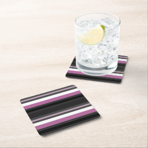Dessous-de-verre Carré En Papier Bandes noires, grises et blanches