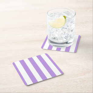 Dessous-de-verre Carré En Papier Bandes pourpres, Blancs, Motif rayé