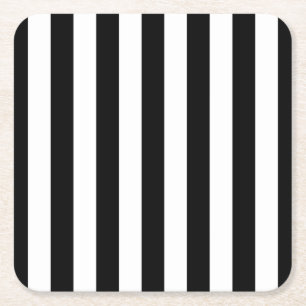 Dessous-de-verre Carré En Papier Bandes Verticales Noires Et Blanches