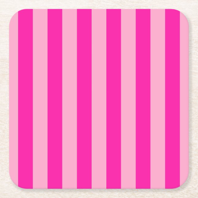 Dessous-de-verre Carré En Papier Bandes verticales rose chaud (Devant)