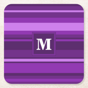 Dessous-de-verre Carré En Papier Bandes violettes monogrammes