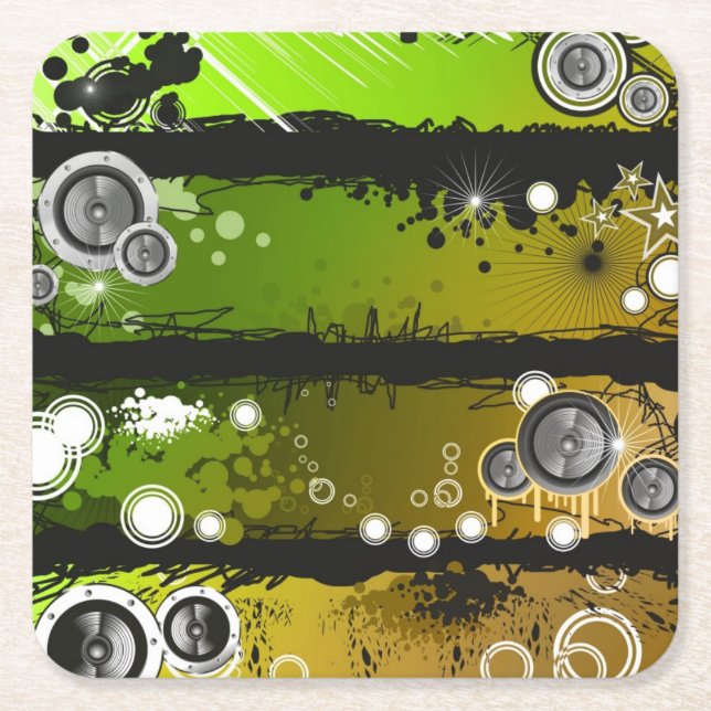 Dessous-de-verre Carré En Papier Bannière grunge de musique de style (Devant)