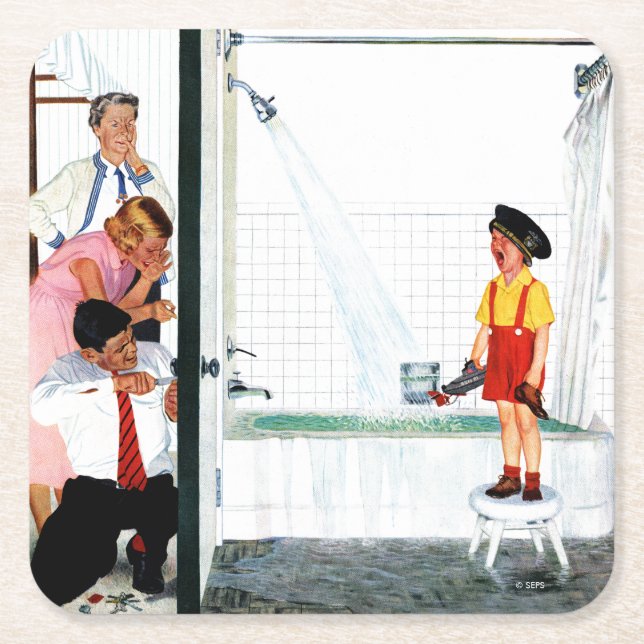 Dessous-de-verre Carré En Papier Baquet de débordement (Devant)